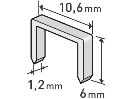 spony, balení 1000ks, 6mm, 10,6x0,52x1,2mm